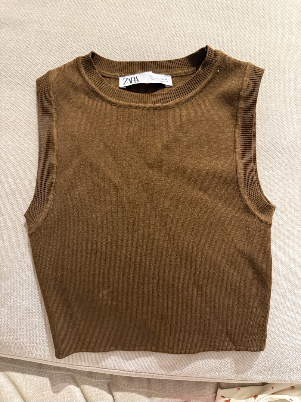 Zara Crewneck Knit Sweater in Caramel Brown